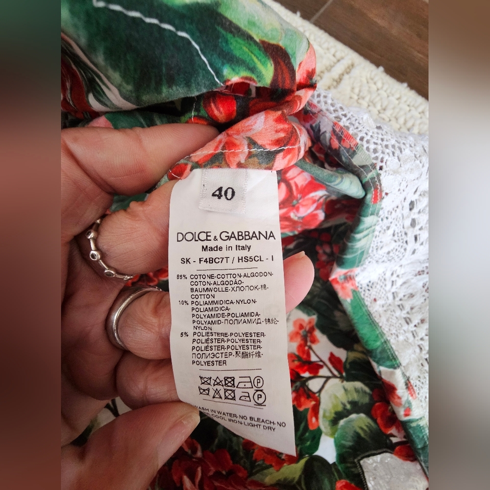 DOLCE & GABBANA Portofino Popli Geranium Floral Lace Skirt Sz 40/US 8 10 Medium - Picture 5 of 11